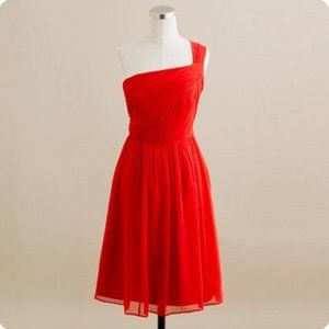 J.Crew Petite Lucienne one-shoulder dress in silk chiffon Vivid Poppy